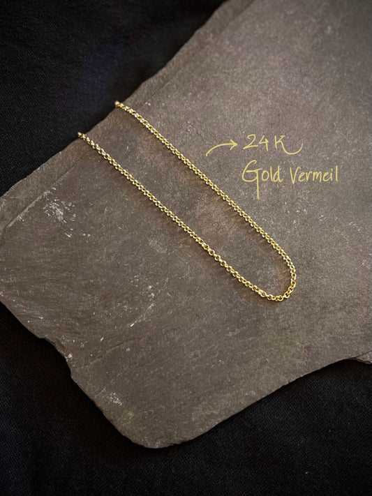 1.75mm Gold Vermeil Belcher Chain 24k gold plated sterling silver 16/18/20 inch Gold Vermeil Chain for Pendant 18 inch Gold Chain Necklace