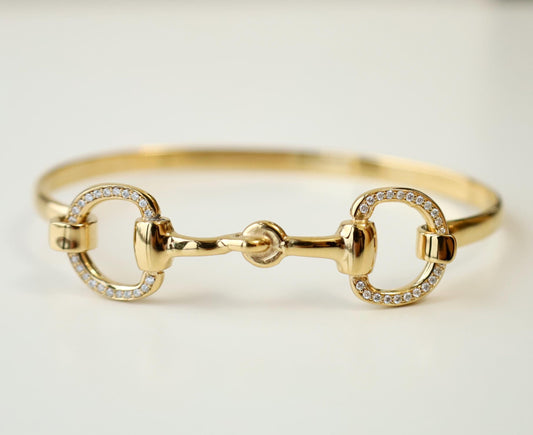 18 ct gold vermeil horsebit bracelet with diamonds