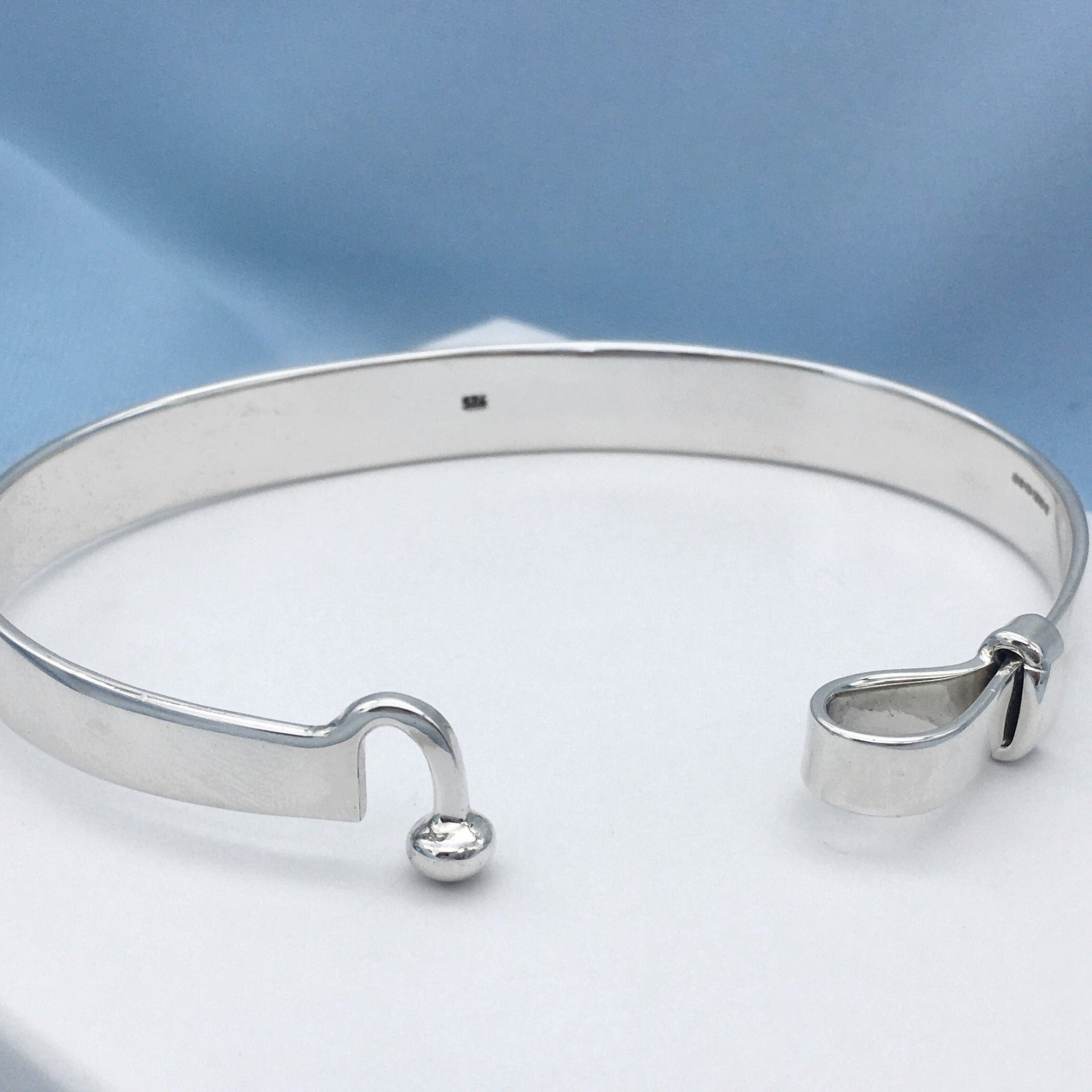 Tiny Wrist Hook and Ball Sterling Silver Bangle - Mon Bijoux