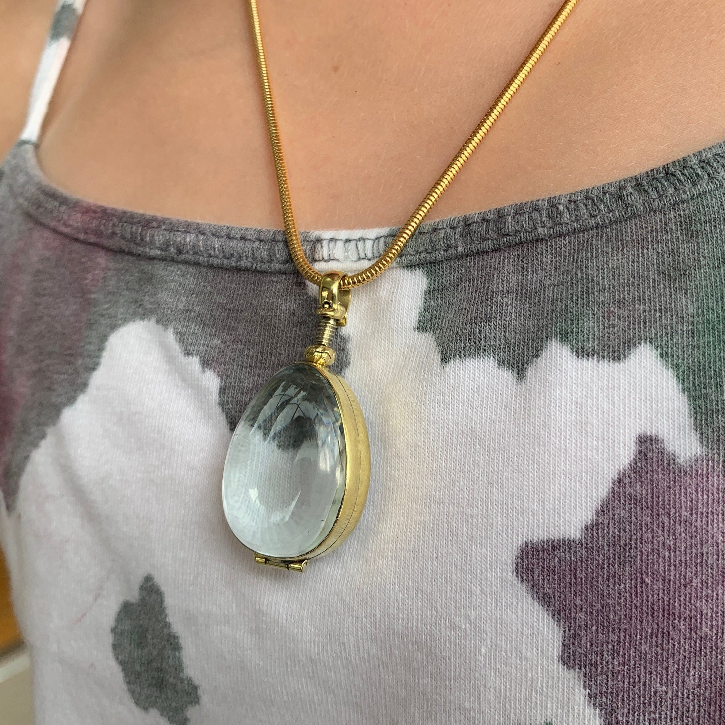 Teardrop Locket Necklace Teardrop Glass Locket Necklace Peardrop