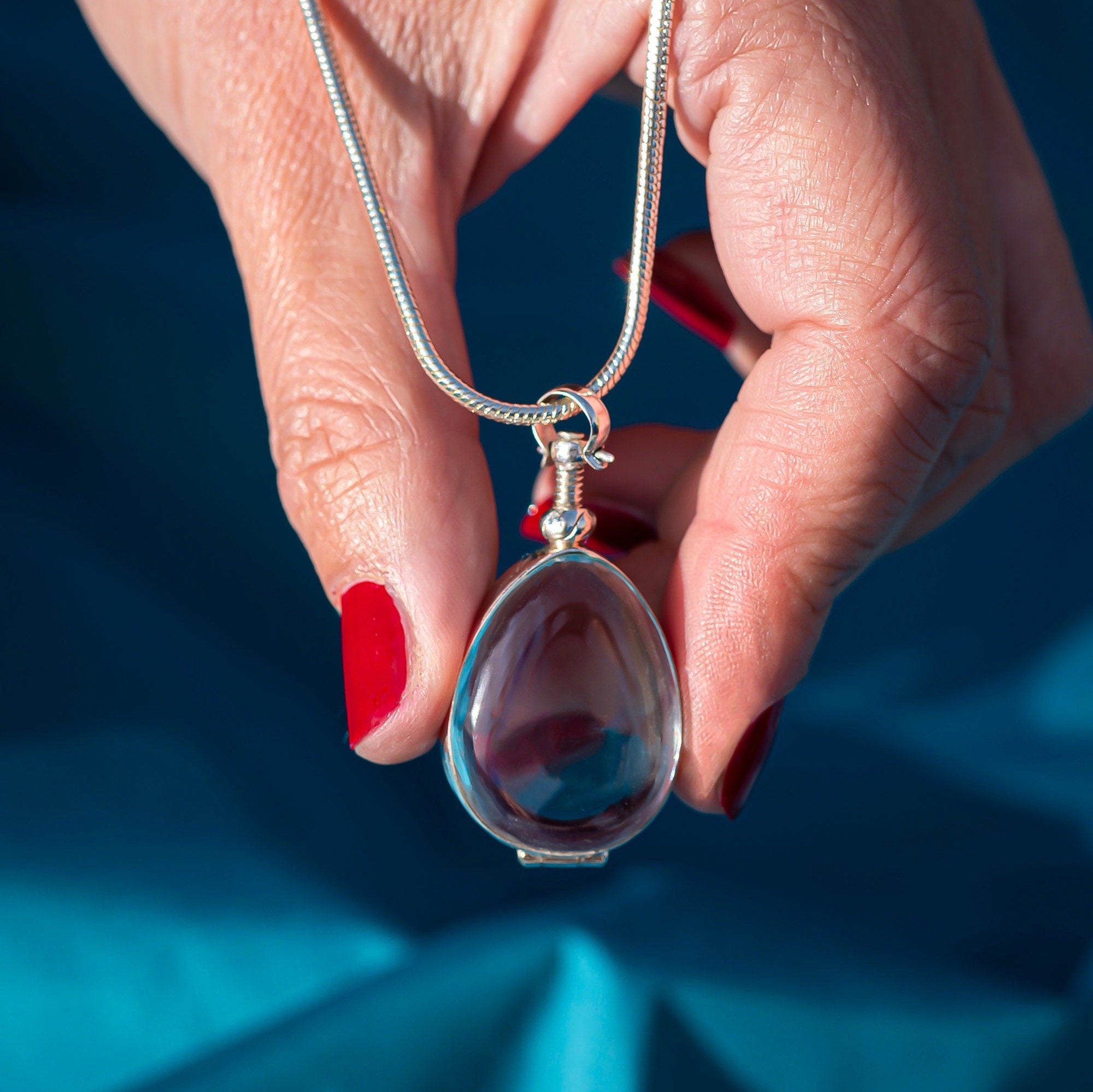 Teardrop Locket Necklace Teardrop Glass Locket Necklace Peardrop