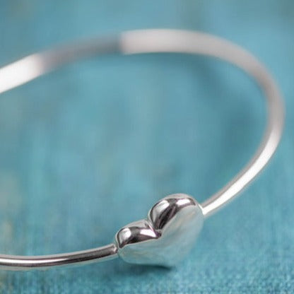 Solid Heart Bangle Bracelet